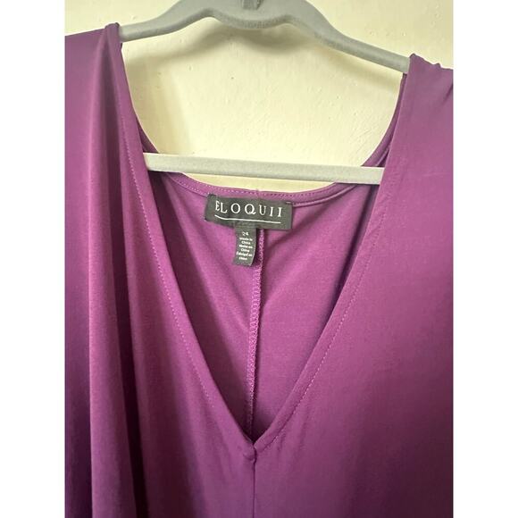 Eloquii Cross Front Purple Midi Dress Size 24 - Picture 4 of 8